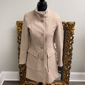 TOMMY HILFIGER BUTTON UP BEIGE PEA COAT XXS